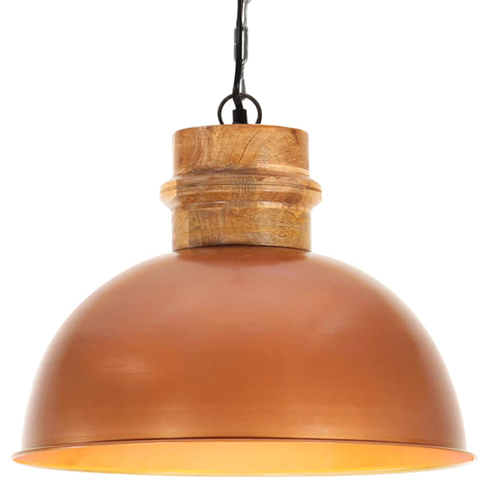 vidaXL Industriell hänglampa koppar rund 42 cm E27 massivt mangoträ