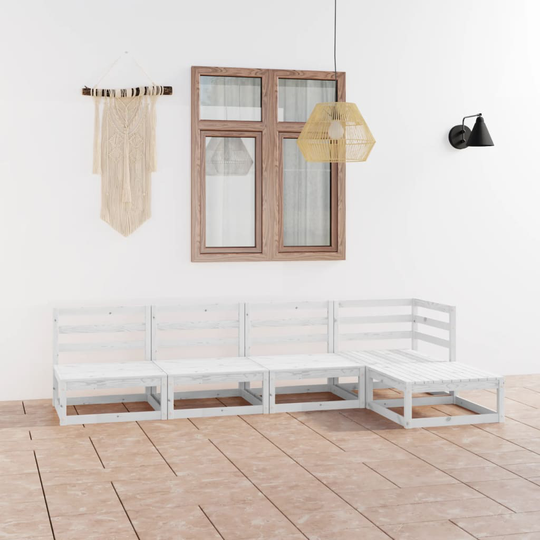 vidaXL Loungegrupp 5 delar vit massiv furu