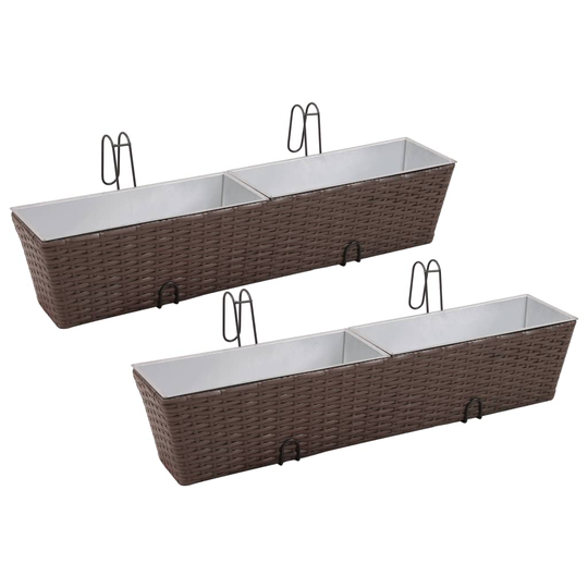 vidaXL Blomlåda för balkong 2-pack konstrotting/zink brun 80cm