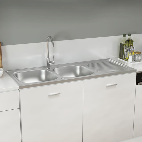 vidaXL Dubbla diskhoar silver 1200x500x155 mm rostfritt stål