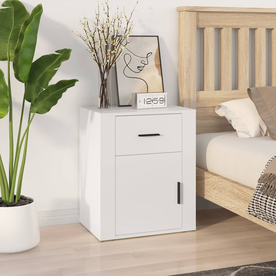 vidaXL Sängbord vit 50x36x60 cm konstruerat trä