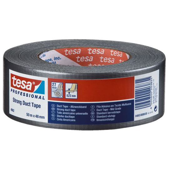 Tesa 4662 Byggtejp väv, silver 50 m x 72 mm