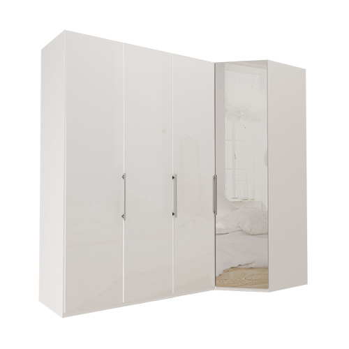 Garderob Atlanta - Vit 150 cm, 216 cm, Vitt glas