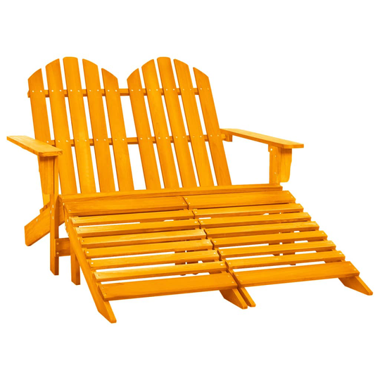 vidaXL Adirondackstol med fotpall 2-sits granträ orange