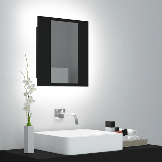 vidaXL Spegelskåp med LED svart 40x12x45 cm