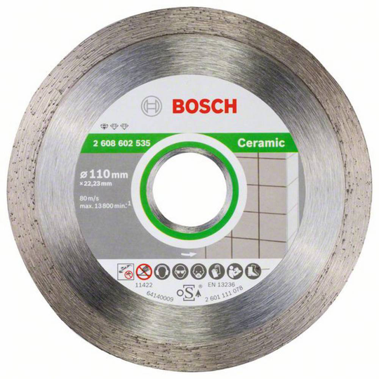 Diamantkapskiva Professional för keramik, 110 x 22,23 x 1,6 x 7,5 mm Bosch Accessories 2608602535 Diameter 110 mm 1 st