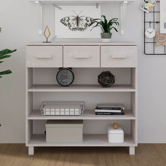 vidaXL Soffbord vit 90x35x90 cm massiv furu