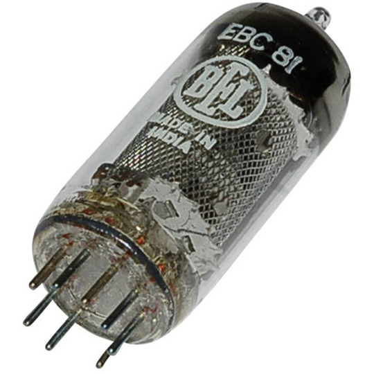 EBC 81 = 6 BD 7 A Elektronrör Dubbeldiod-triod 250 V 1 A Antal poler: 9 Lampsockel: Noval Innehåll 1 st
