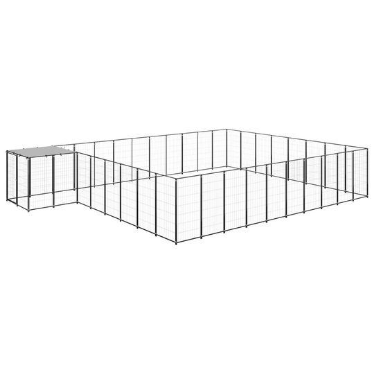 vidaXL Hundgård svart 25,41 m² stål