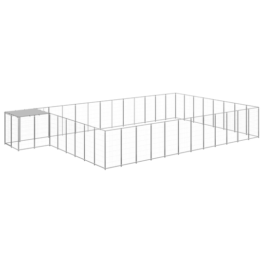 vidaXL Hundgård silver 30,25 m² stål