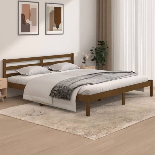 vidaXL Sängram massiv furu 180x200 cm honungsbrun 6FT