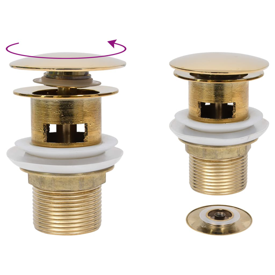 vidaXL Pop-up bottenventil med överflödesfunktion guld 6,4x6,4x9,1 cm