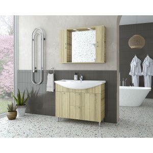 Möbelpaket Ritmo 95 - Natural Oak med spegelskåp
