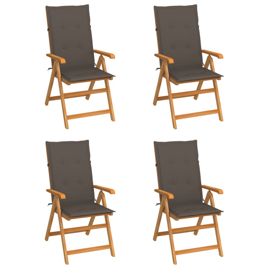 vidaXL Trädgårdsstolar med taupe dynor 4 st massiv teak