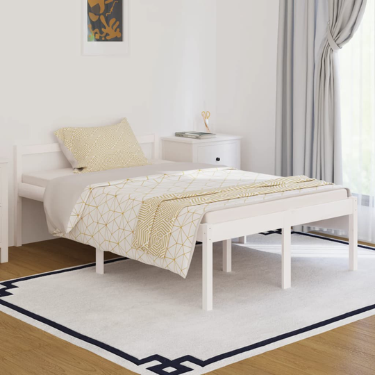 vidaXL Sängram vit massivt trä 120x190 cm 4FT