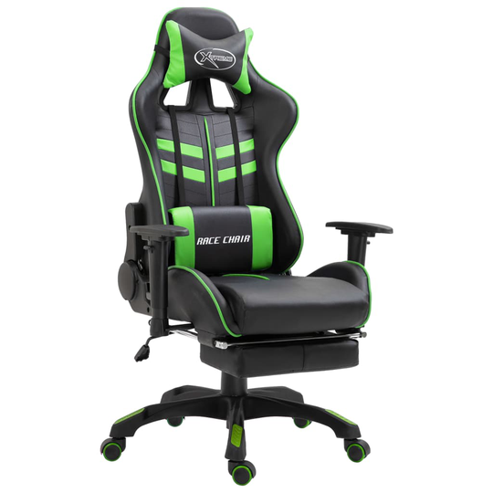 vidaXL Gamingstol med fotstöd grön konstläder