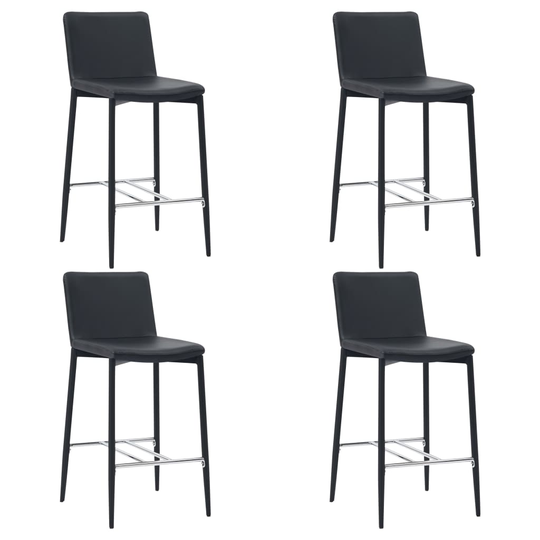 vidaXL Barstolar 4 st svart konstläder