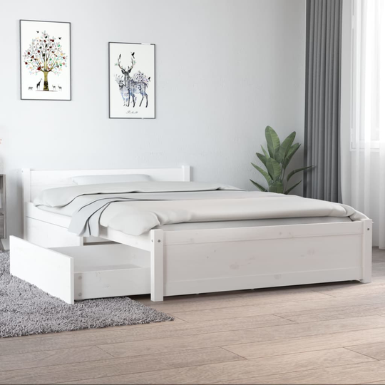 vidaXL Sängram med lådor vit 120x190 cm
