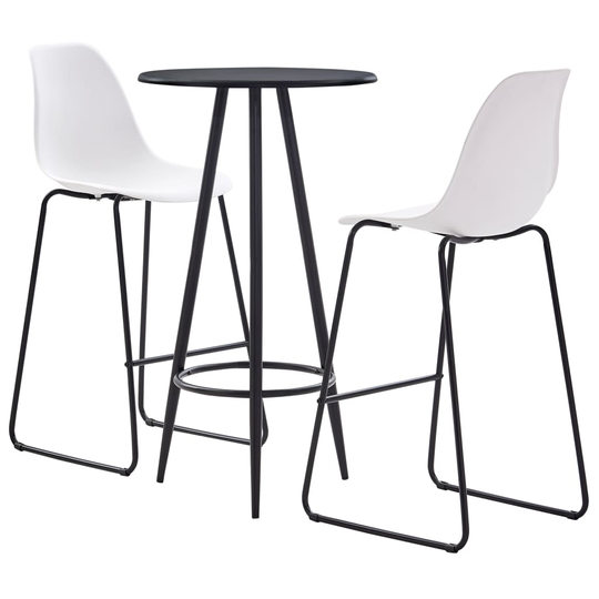 vidaXL Bargrupp 3 delar plast vit