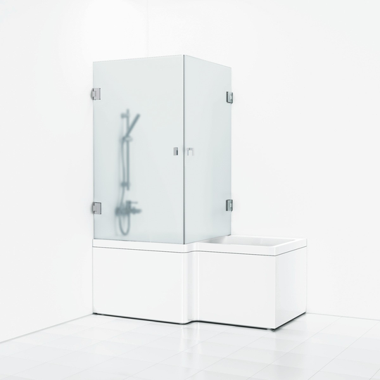 Svedbergs Hörndusch 180° Bad - Kristall frostglas Blank krom