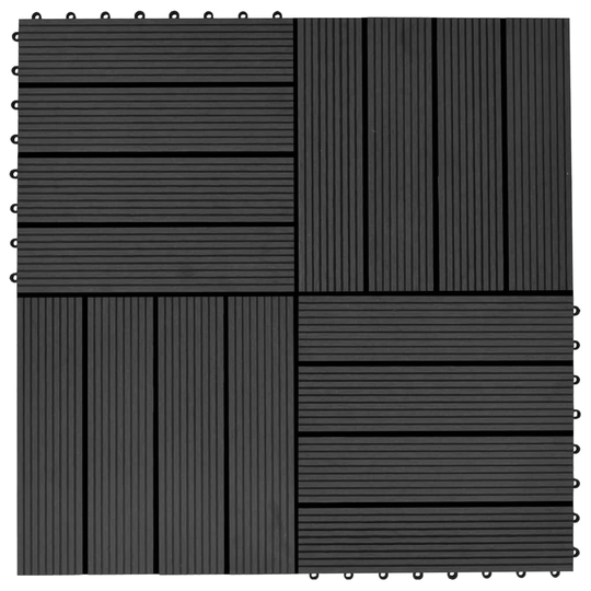vidaXL Trall 11 st WPC 30x30 cm 1 kvm svart