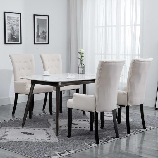 vidaXL Matstolar med armstöd 4 st beige tyg