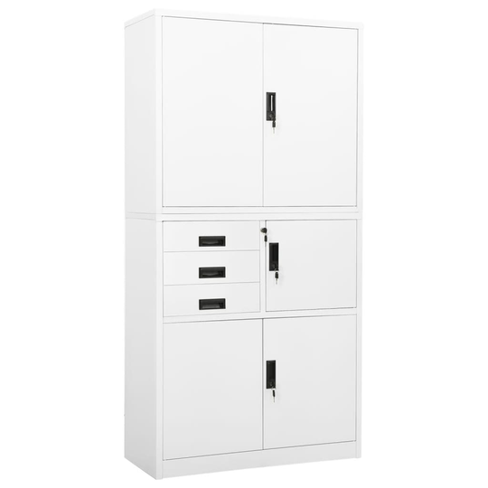 vidaXL Dokumentskåp vit 90x40x180 cm stål