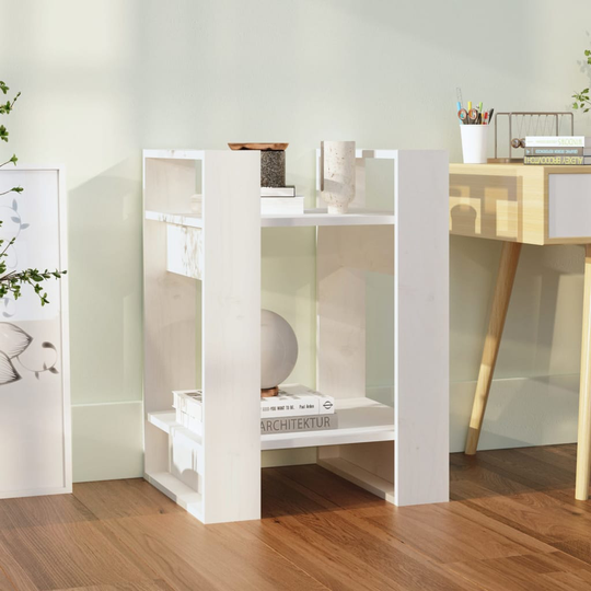 vidaXL Bokhylla/rumsavdelare vit 41x35x57 cm massiv furu