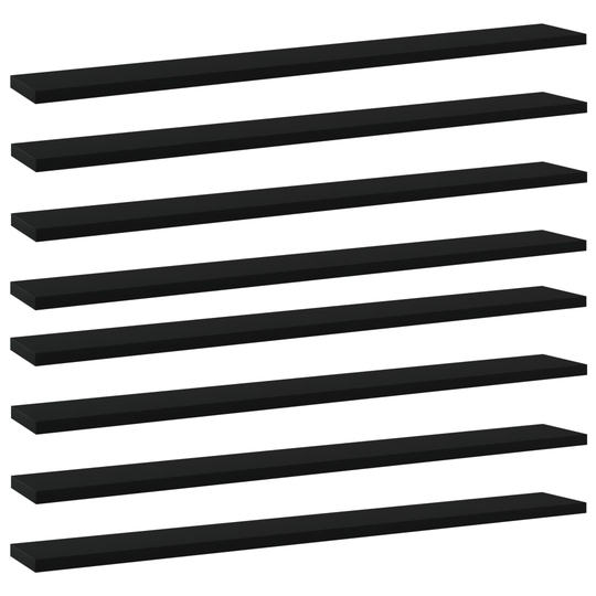 vidaXL Hyllplan 8 st svart 80x10x1,5 cm spånskiva