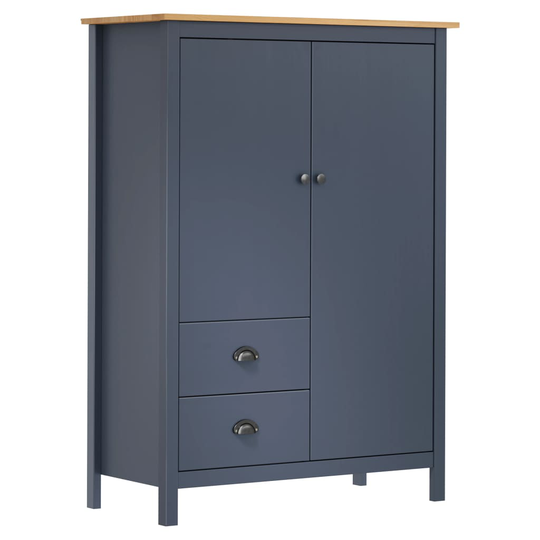 vidaXL Garderob 2 dörrar Hill Range grå 99x45x137 cm massiv furu