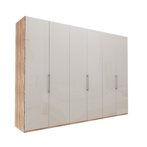 Garderob Atlanta - Ljus rustik ek 300 cm, 236 cm, Utan kornisch / ram