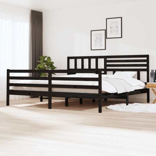 vidaXL Sängram svart massivt trä 200x200 cm